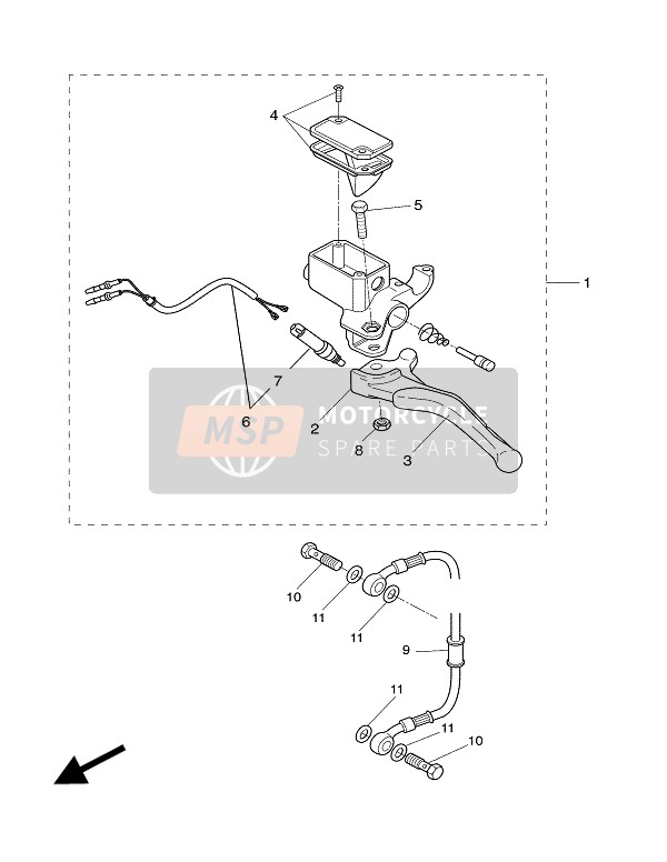 Yamaha YQ50 AEROX 2002 Rear Master Cylinder (For 5PU3) for a 2002 Yamaha YQ50 AEROX